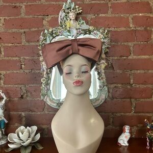 50s Minky Brown Velvet Satin Divine Vintage Hat